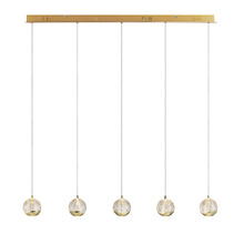Elettra Glass & Stainless Orb 5 Light LED Linear Pendant
